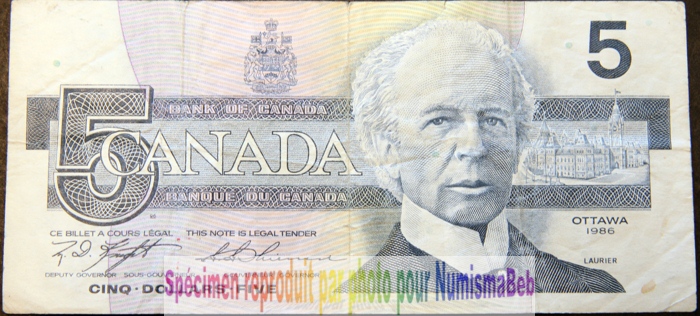 5 Dollars 1986 Canada